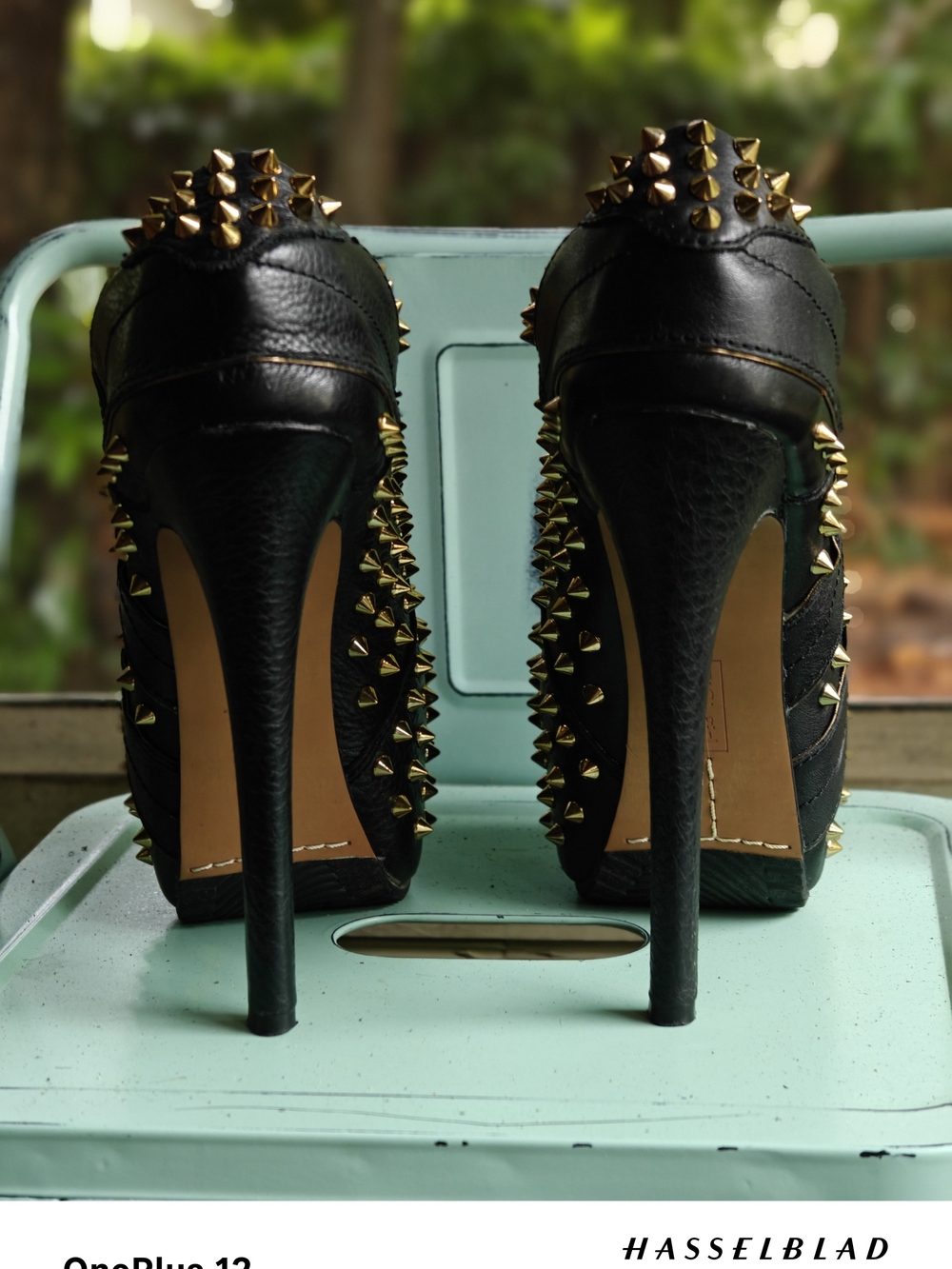 ZIGI girl Black Platform Stiletto Booties with Gold Studs - Picture 5 of 7